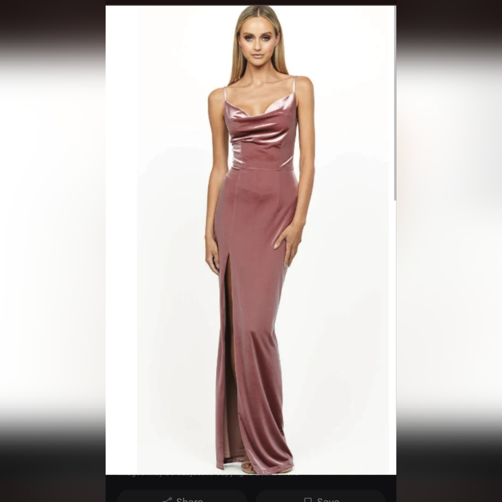Satin Cowl Neck Evening Gown - Mauve Pink